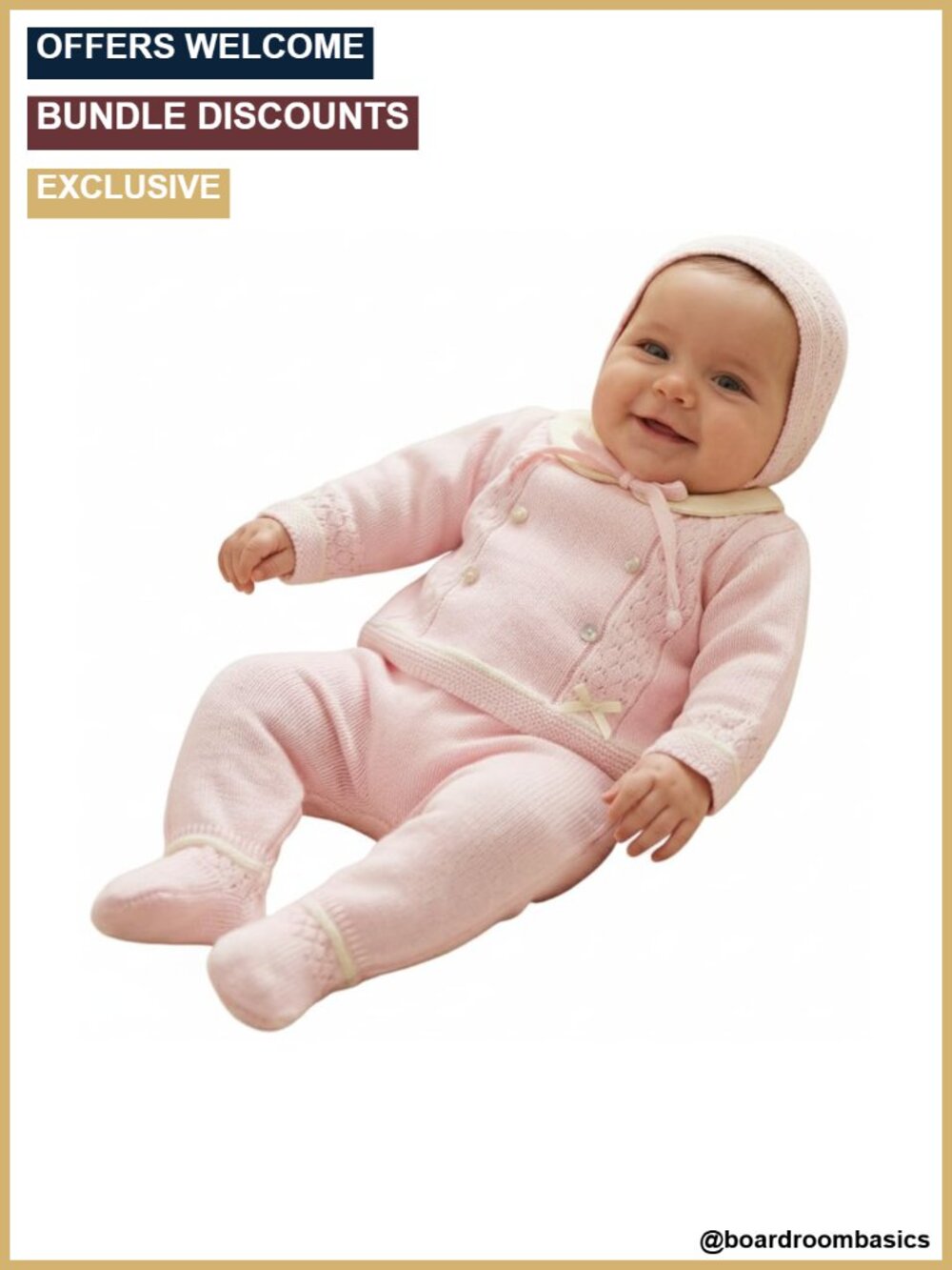 3-Piece Baby Knitted Set Sweater Footed Pants Hat Newborn Coming Home Outfit